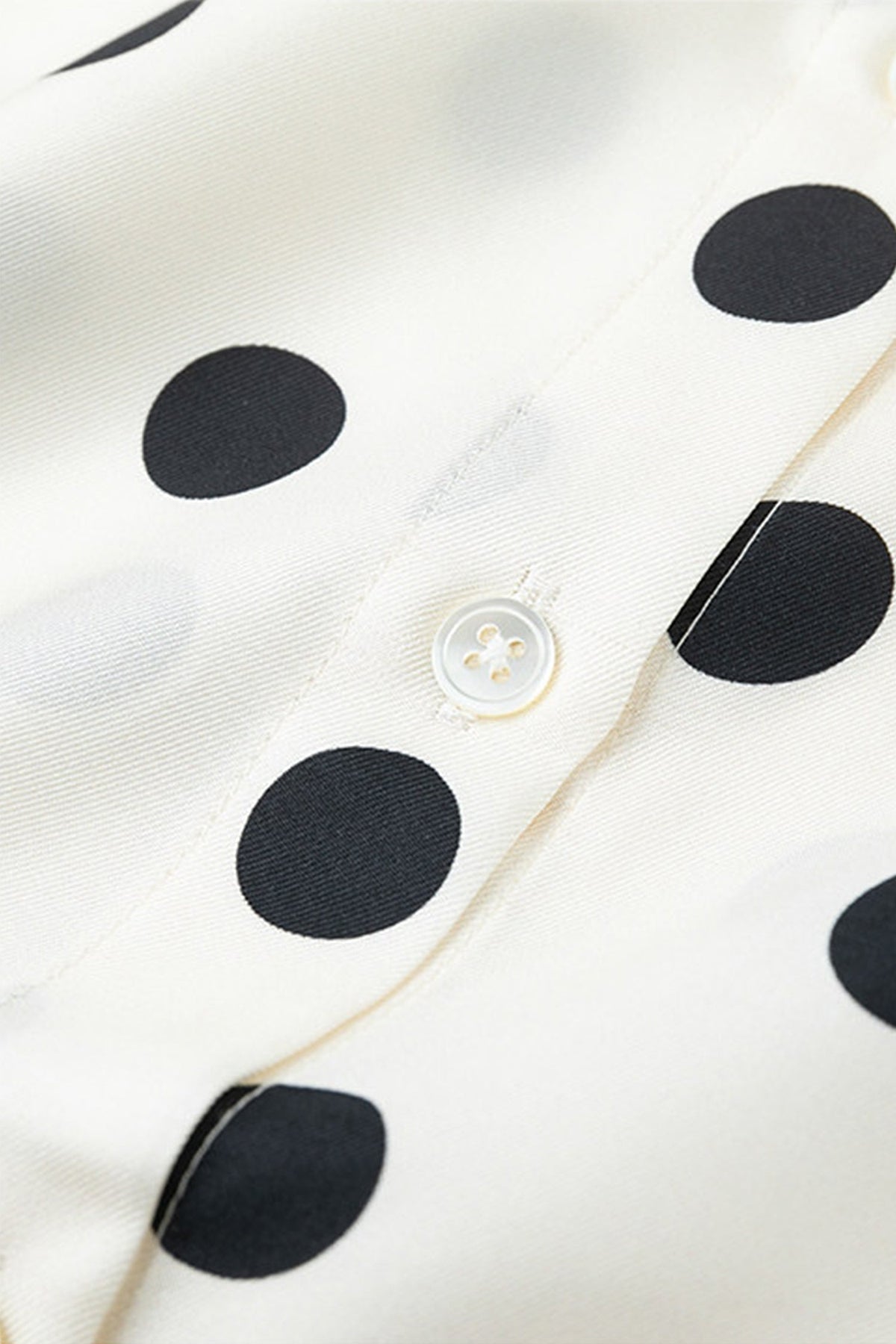100% Silk Polka Dot Bias Cut Button-Down Shirt