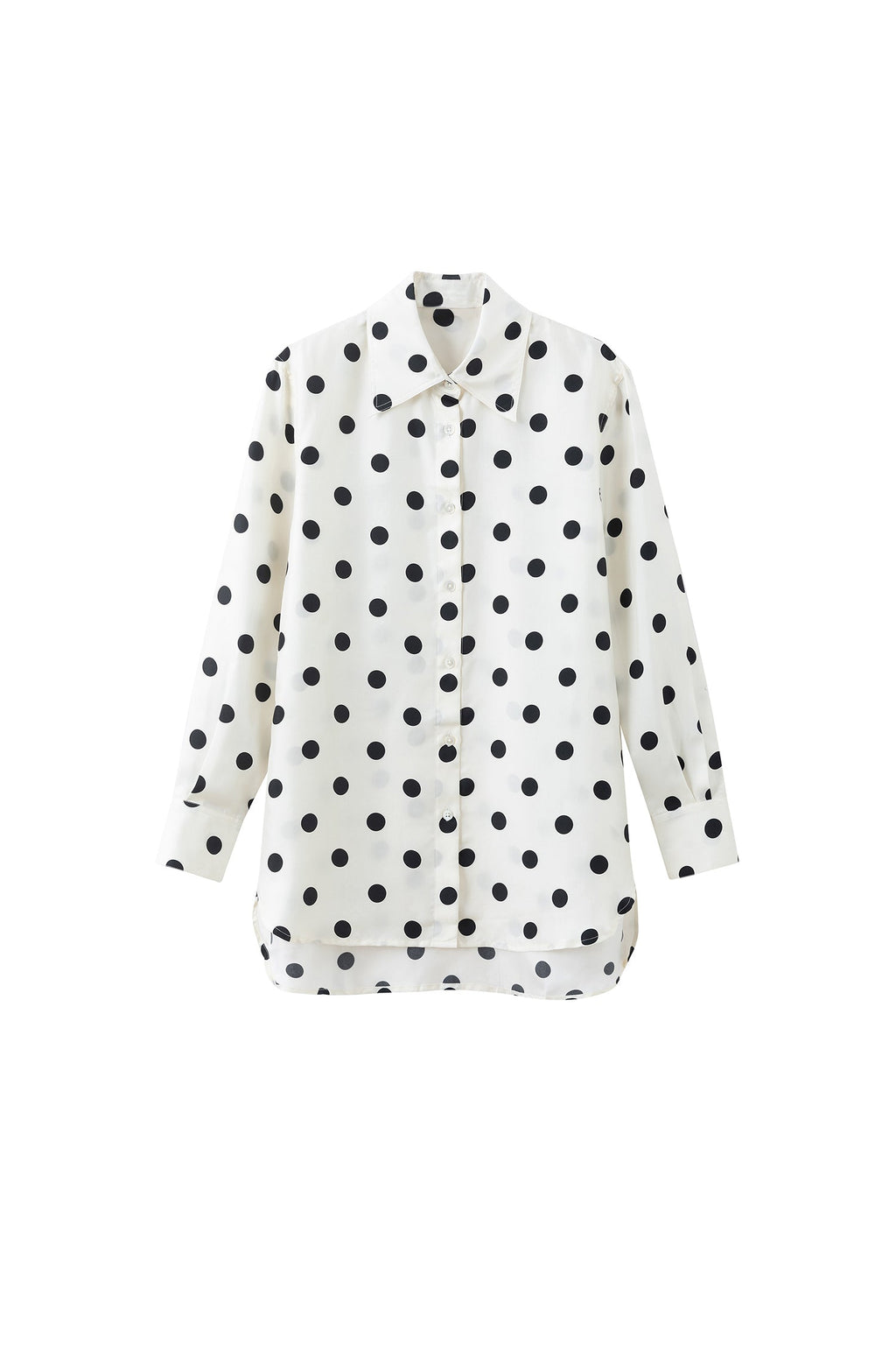 100% Silk Polka Dot Bias Cut Button-Down Shirt
