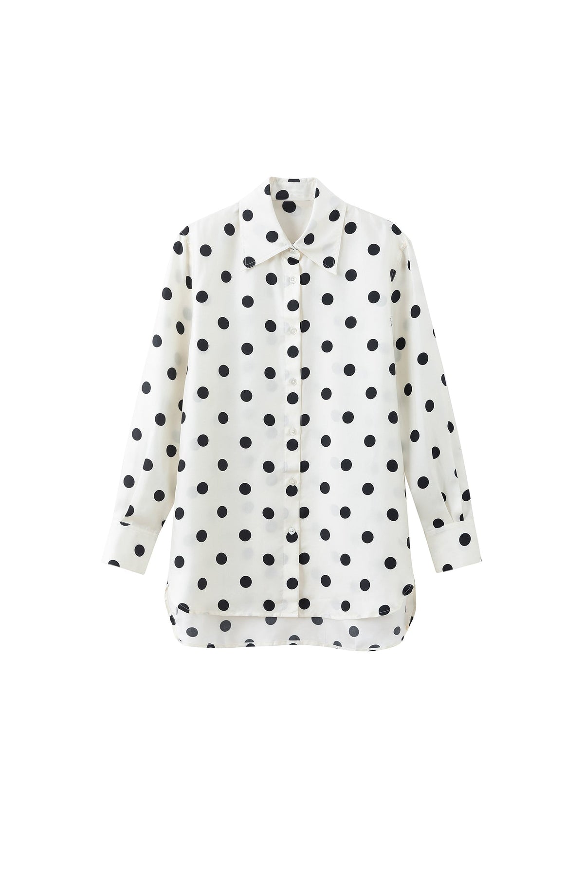 100% Silk Polka Dot Bias Cut Button-Down Shirt
