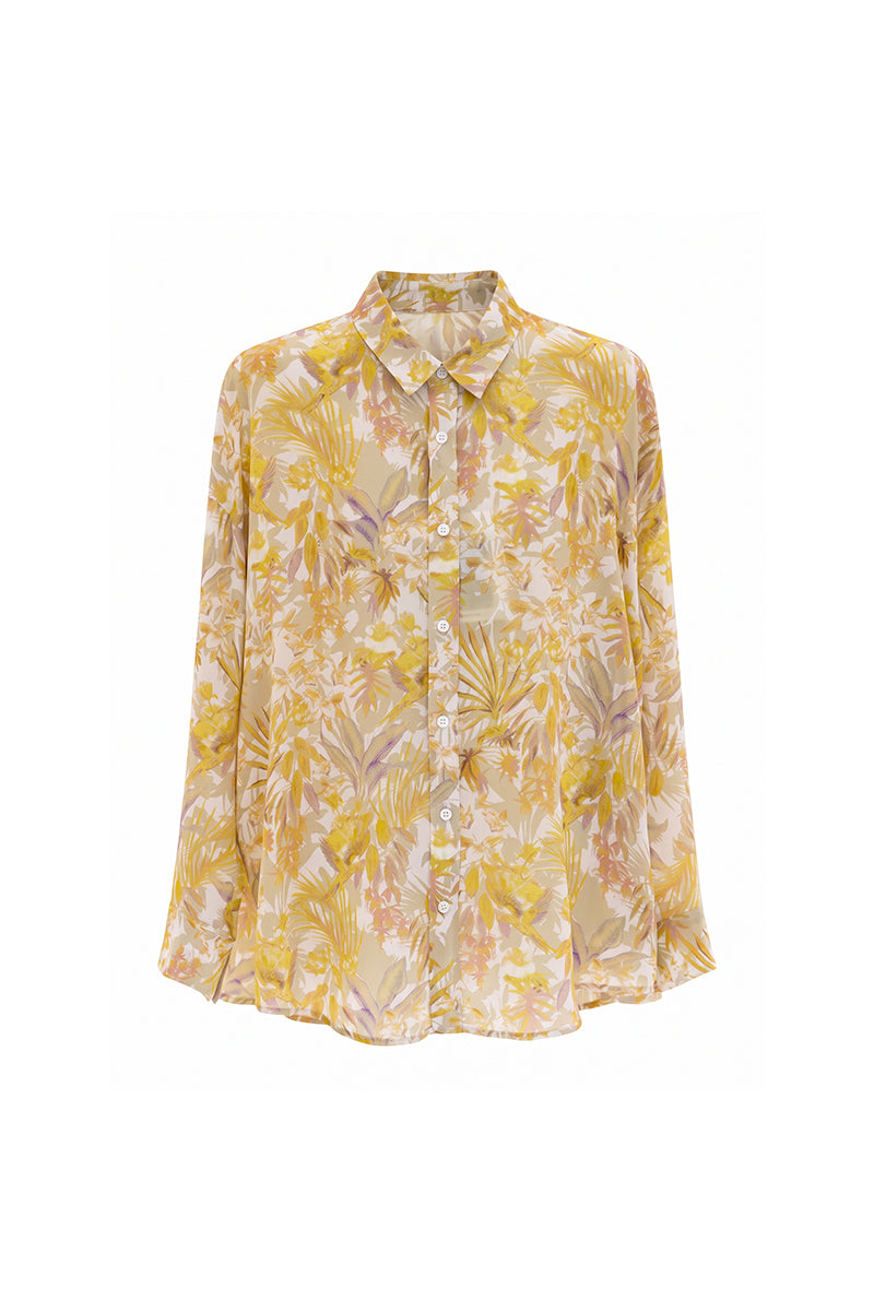 100% Silk Printed Button Down Relaxed Fit Shirt