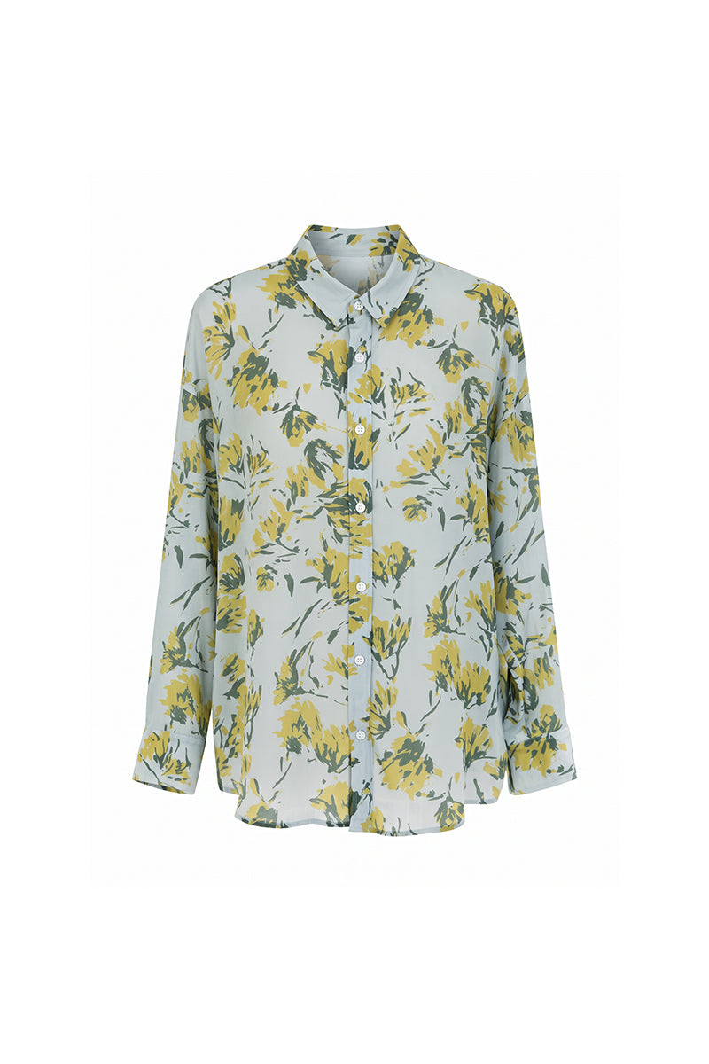 100% Silk Printed Button Down Relaxed Fit Shirt