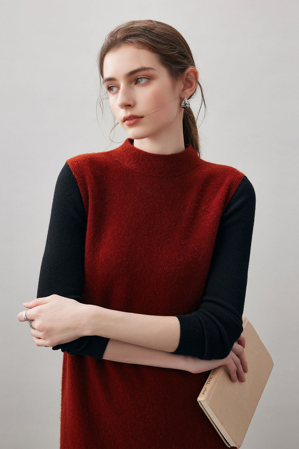100 Wool Seamless Knit Sleeveless Midi Sweater Dress with Side Slit