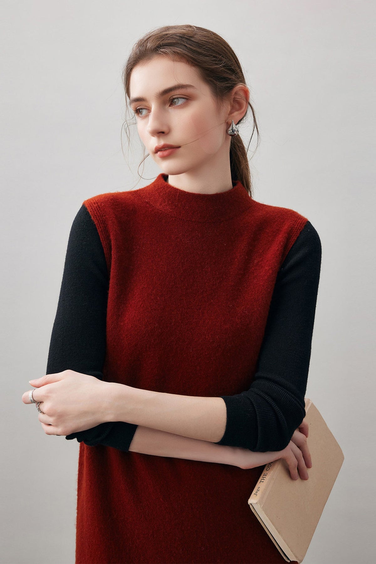 100 Wool Seamless Knit Sleeveless Midi Sweater Dress with Side Slit