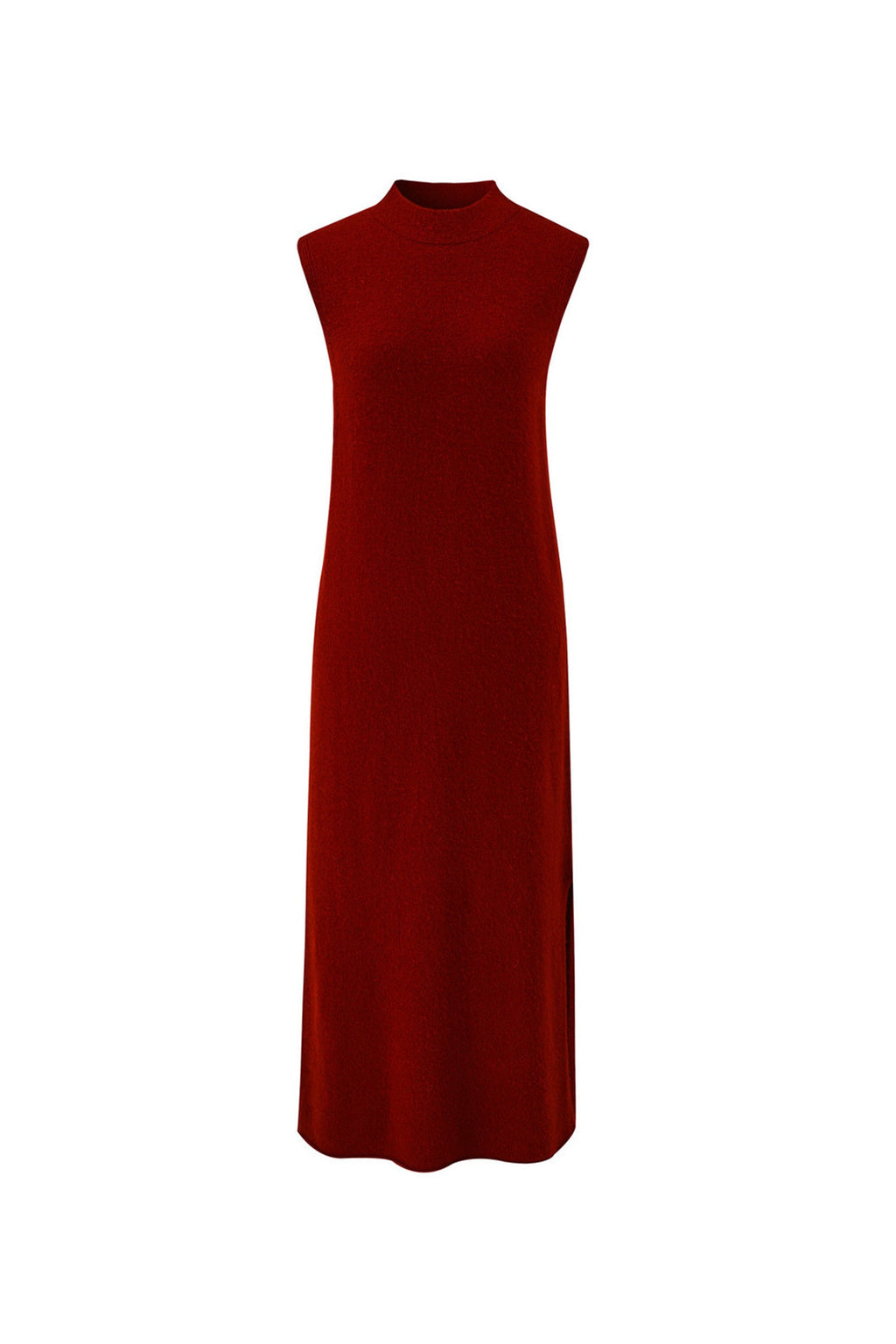 100 Wool Seamless Knit Sleeveless Midi Sweater Dress with Side Slit