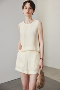 100% Mulberry Silk Embroidered Shell Tank Top