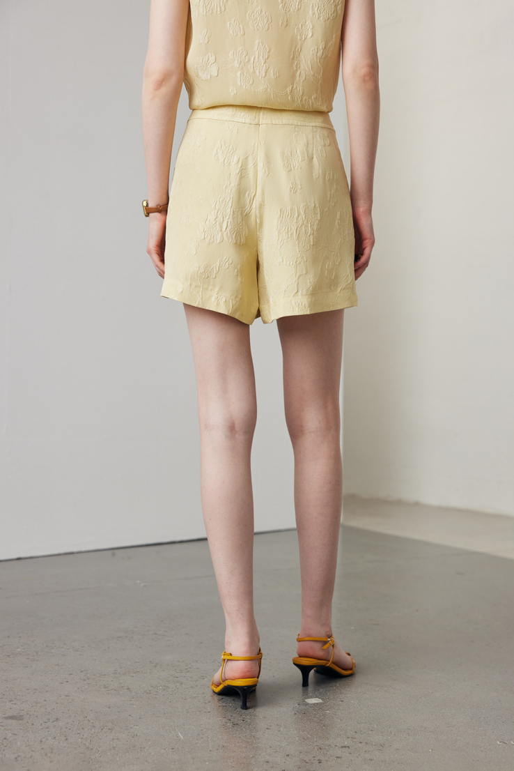 100% Mulberry Silk Embroidered Shorts