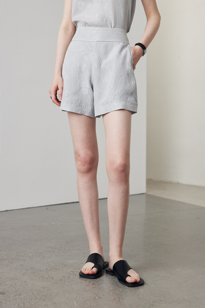 100% Mulberry Silk Embroidered Shorts