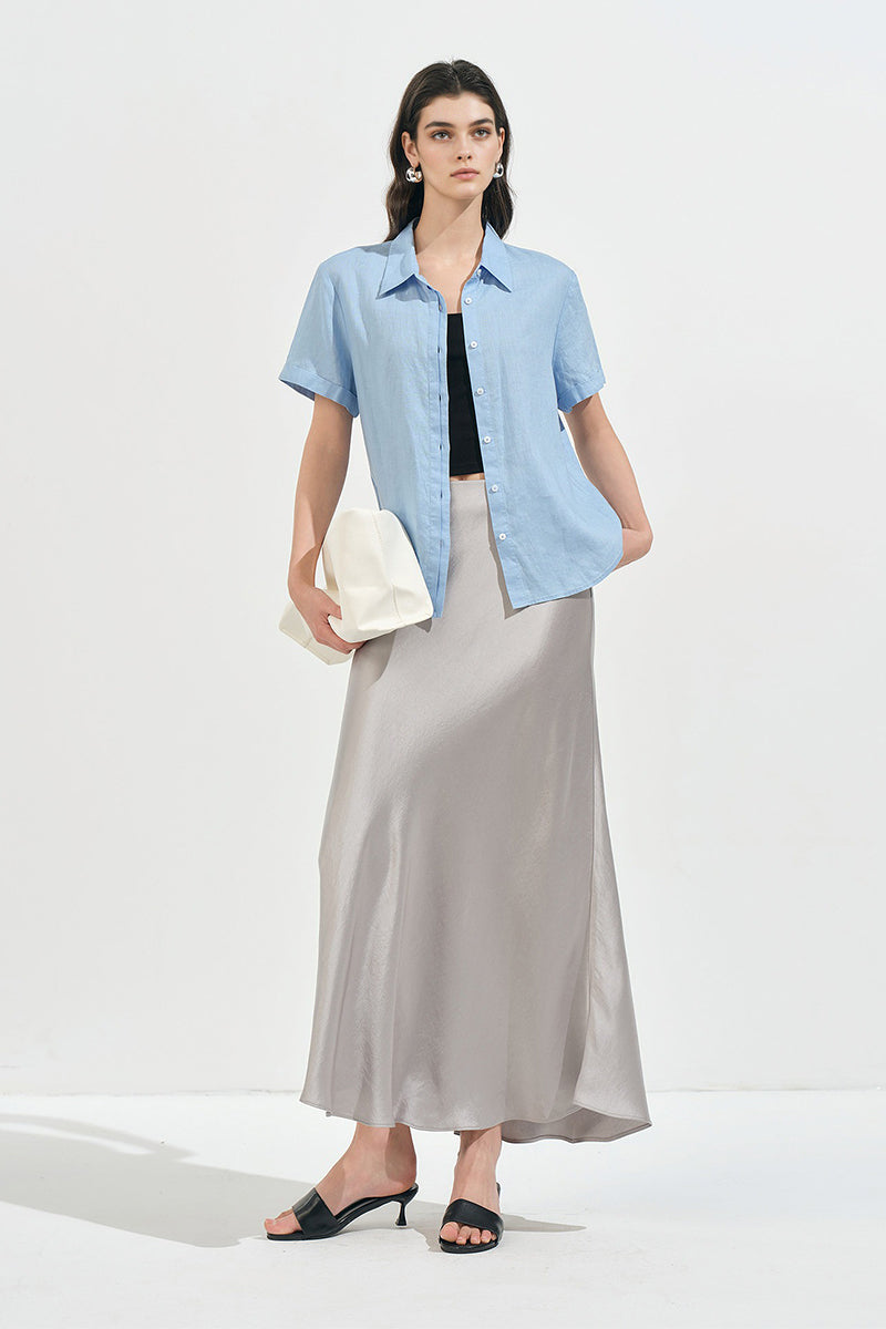 100% European Linen Relaxed Short-Sleeve Shirt