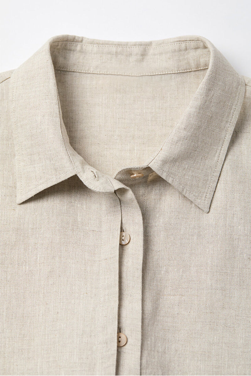 100% European Linen Relaxed Short-Sleeve Shirt