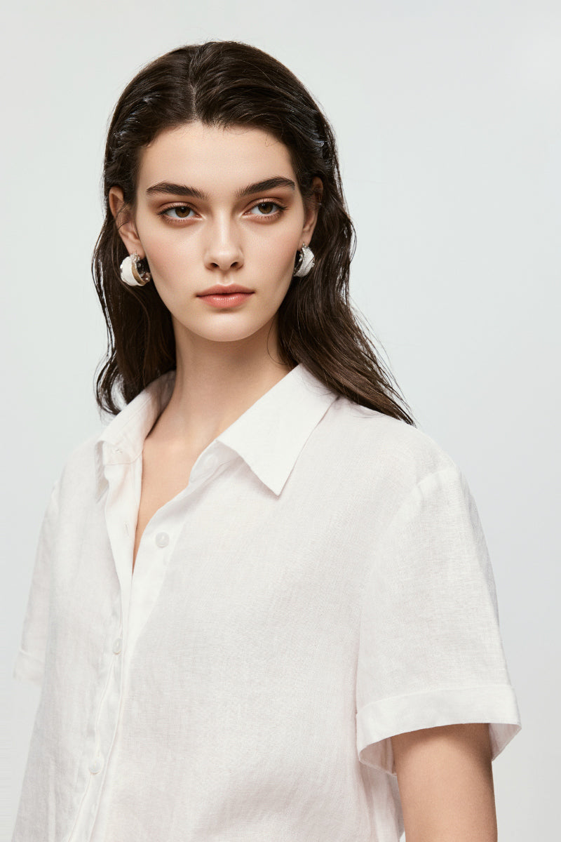 100% European Linen Relaxed Short-Sleeve Shirt