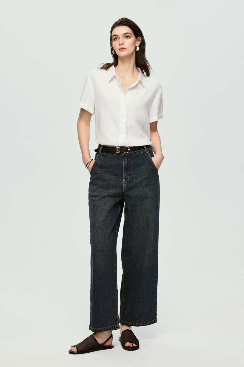 100% European Linen Relaxed Short-Sleeve Shirt