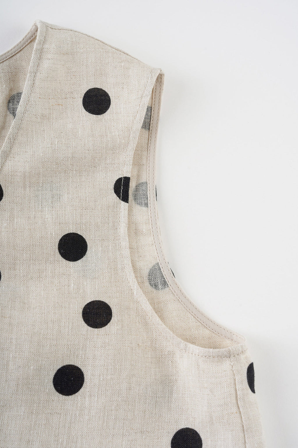 100% Heavy Linen Polka Dot Shell Tank Top