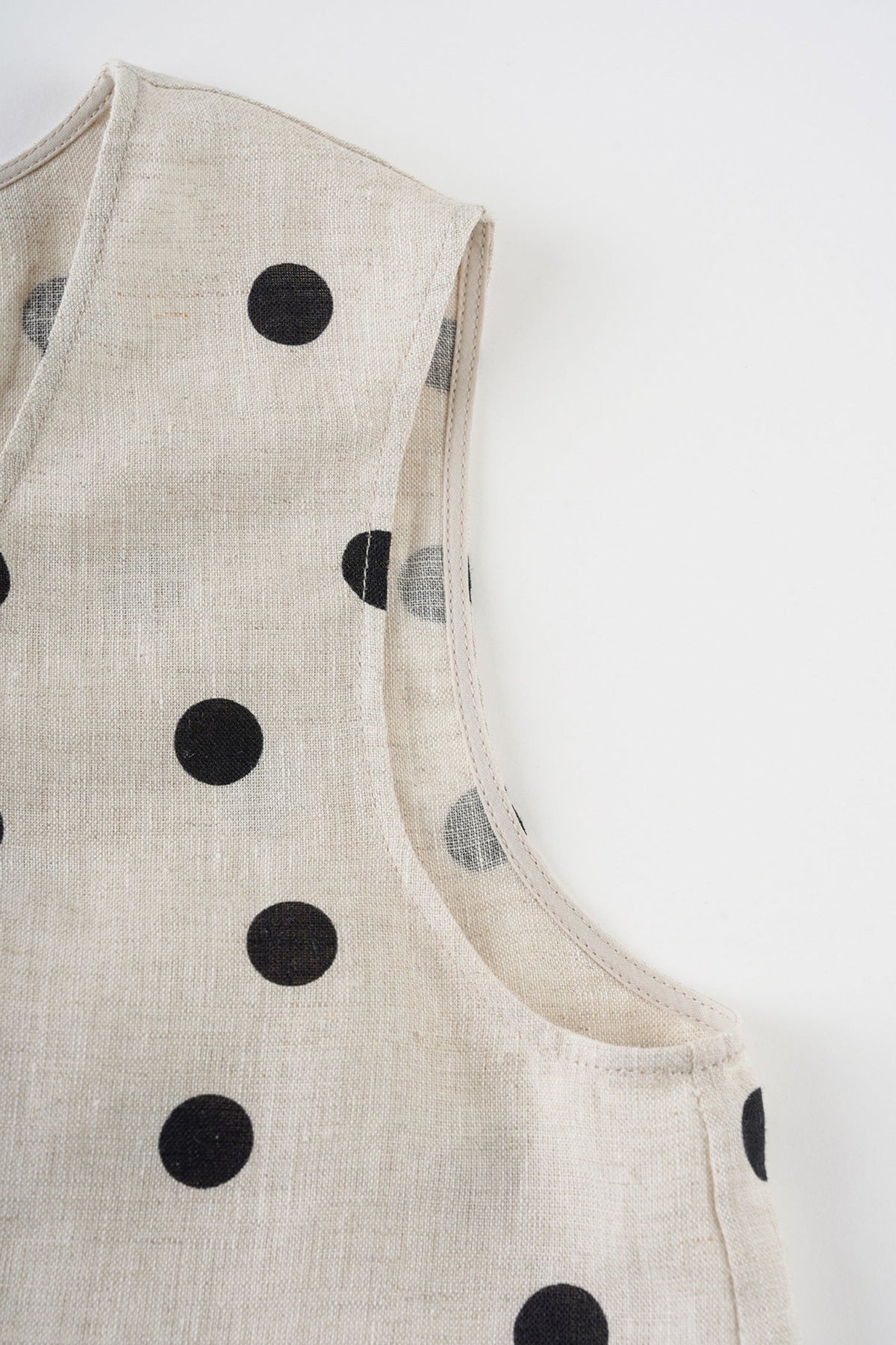 100% Heavy Linen Polka Dot Shell Tank Top