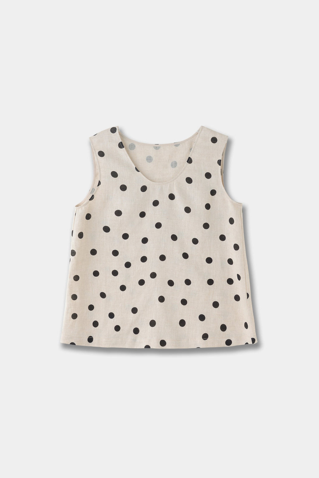 100% Heavy Linen Polka Dot Shell Tank Top