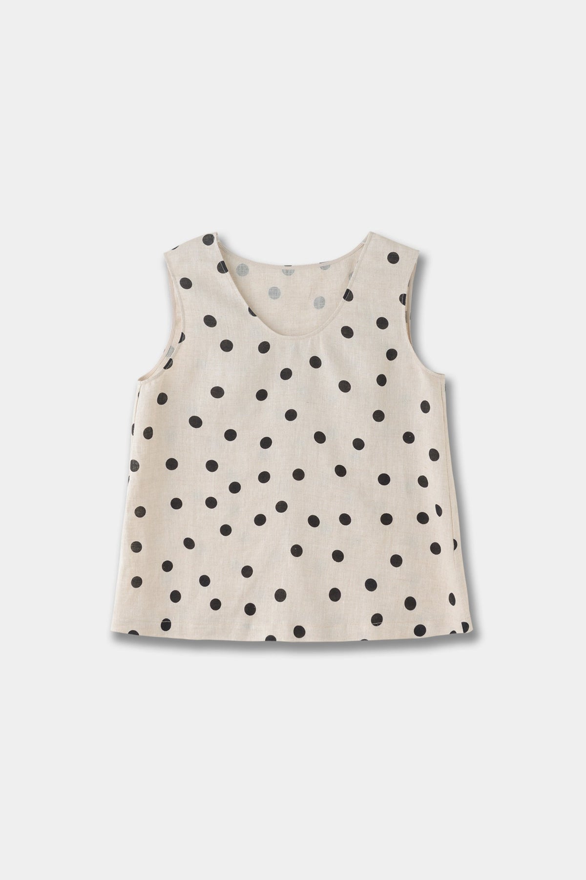 100% Heavy Linen Polka Dot Shell Tank Top