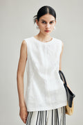 100% Linen Breathable Sleeveless Top with Pocket