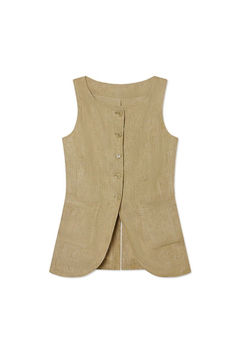 100% Linen Three Piece Vest Set with Shorts and Pants