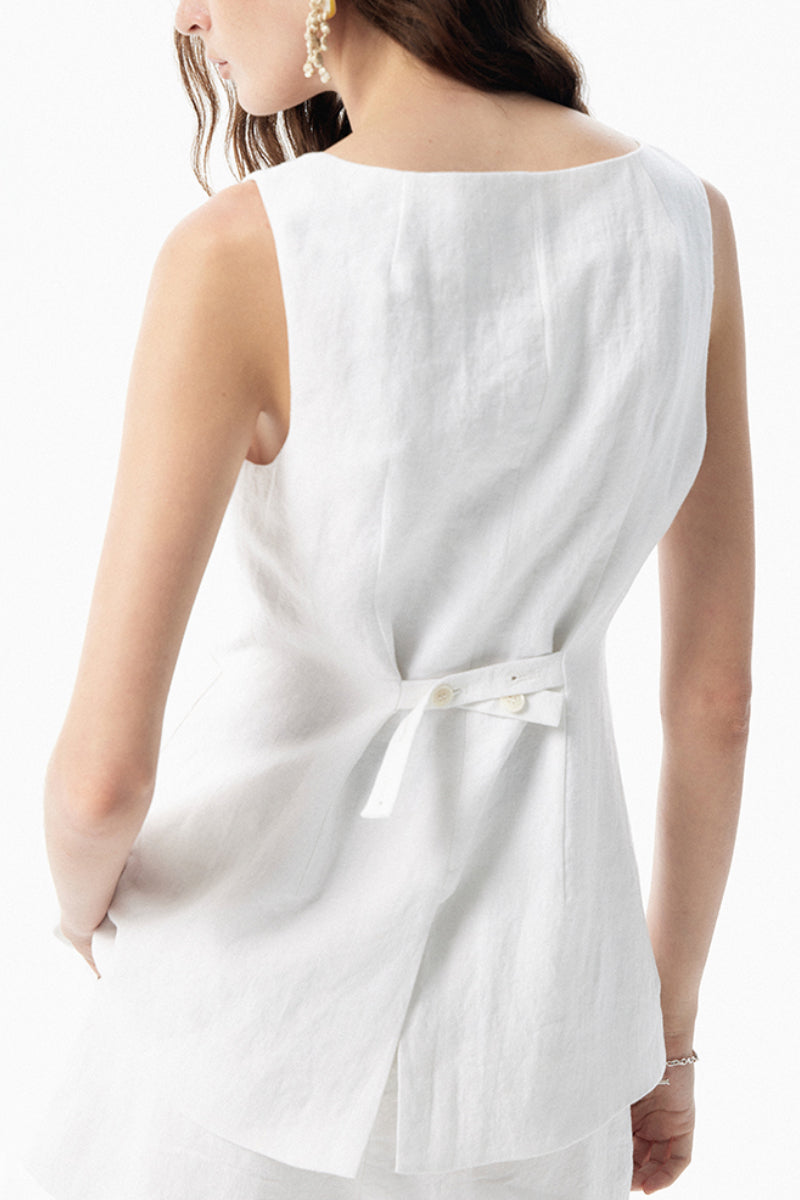100% Linen Three Piece Vest Set with Shorts and Pants