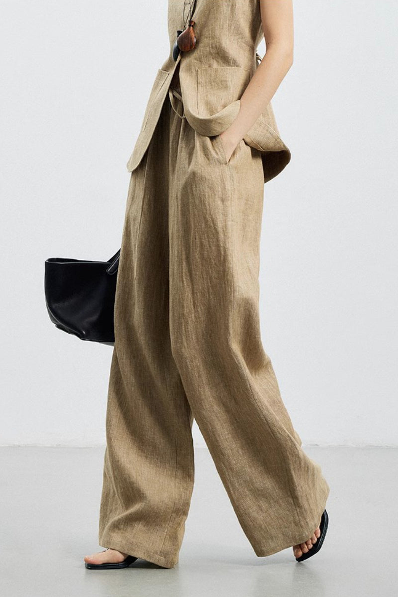 100% Linen Three Piece Vest Set with Shorts and Pants