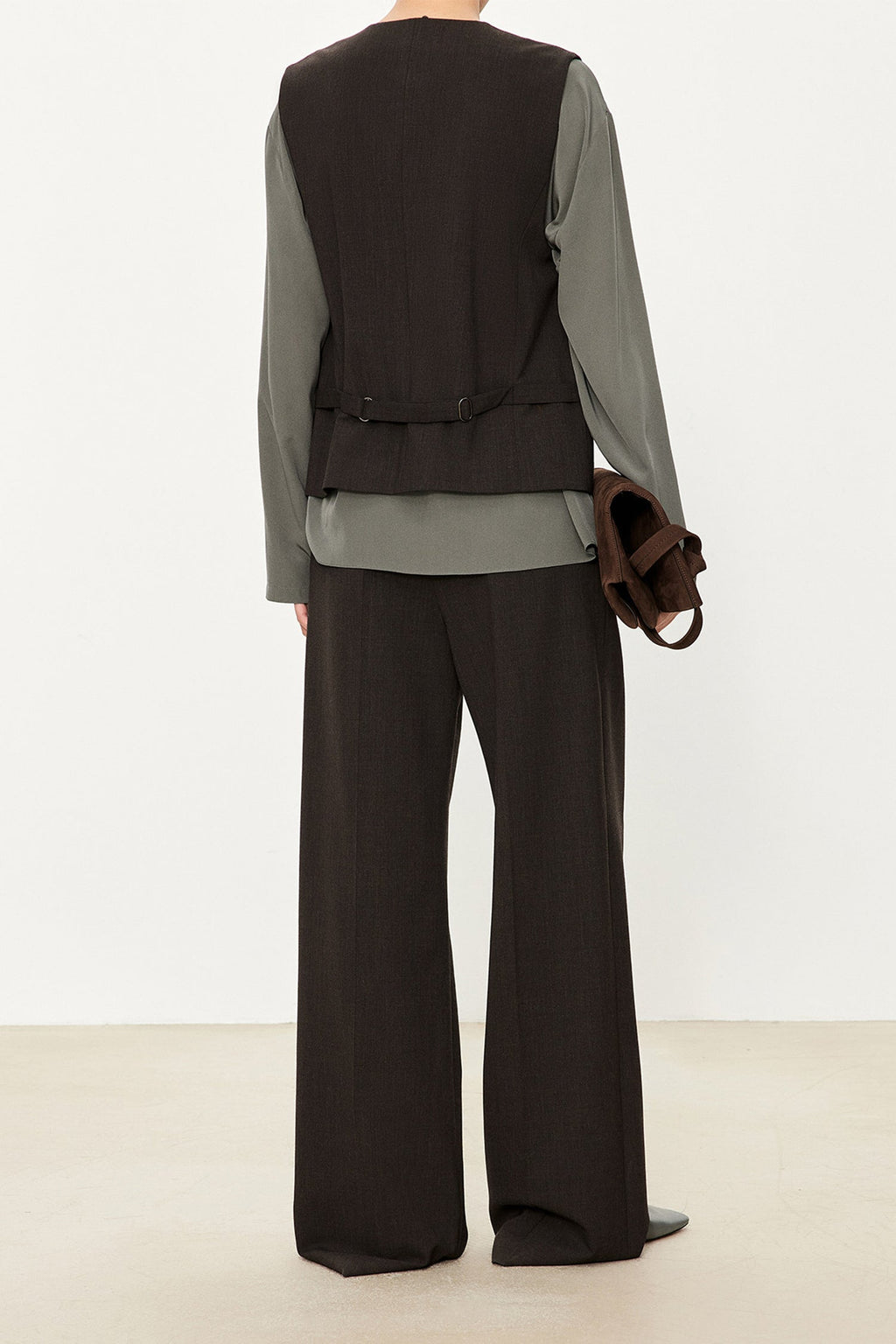100% Silk Collarless Long Sleeve Blouse with Detachable Scarf