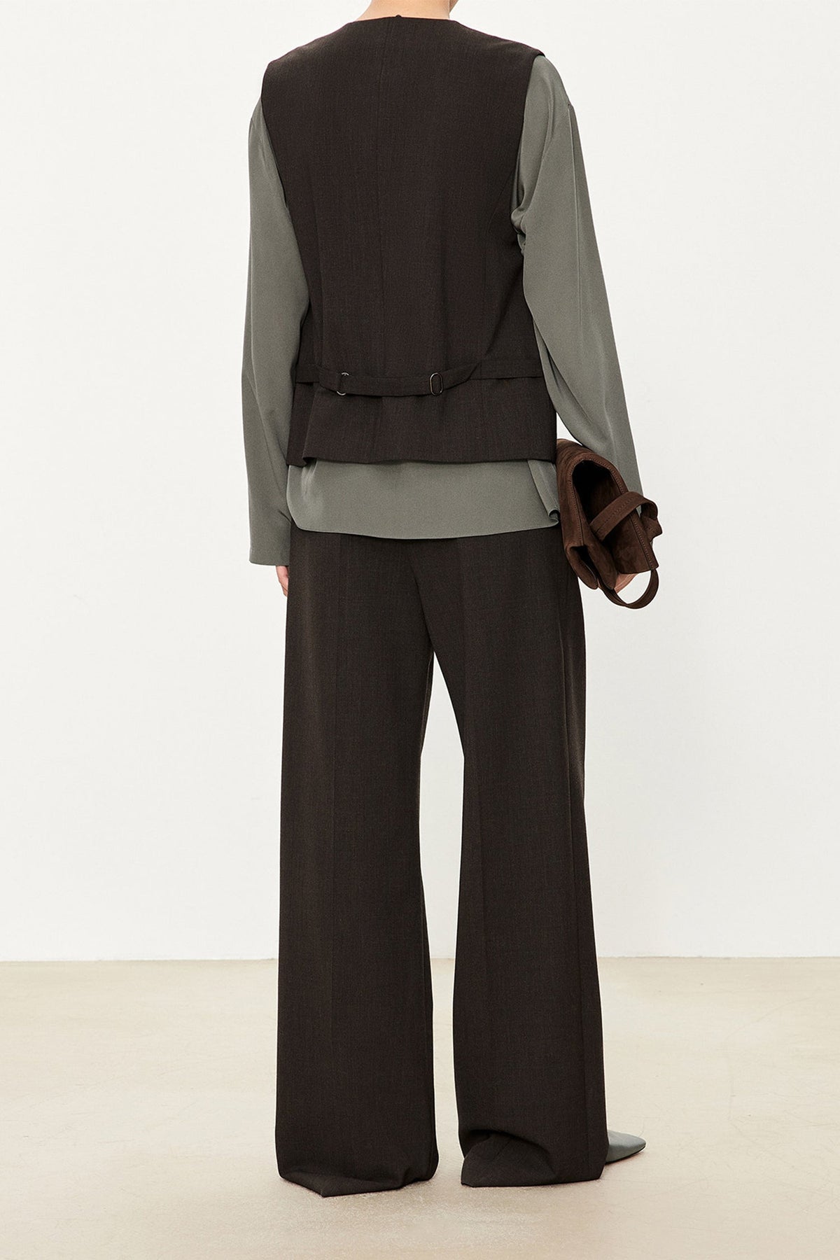 100% Silk Collarless Long Sleeve Blouse with Detachable Scarf