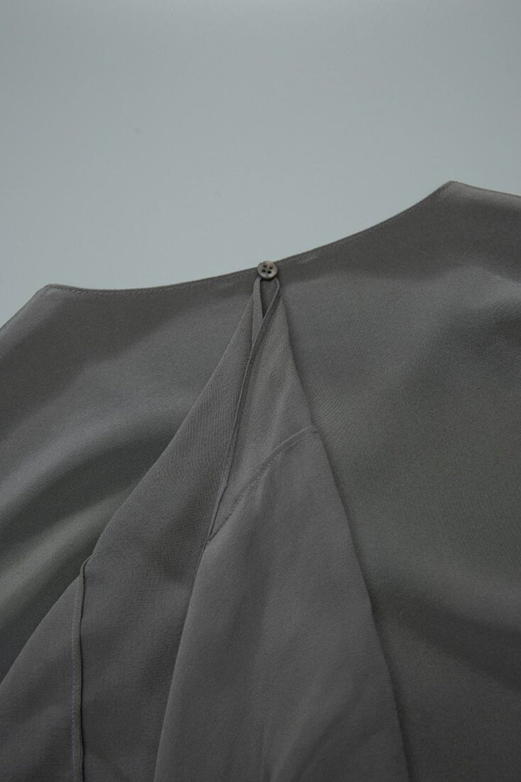 100% Silk Collarless Long Sleeve Blouse with Detachable Scarf