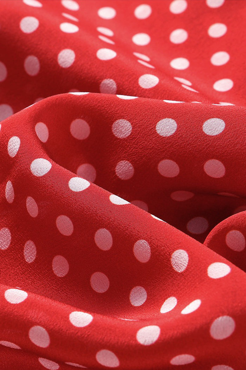 100% Silk Double Crepe Polka Dot Blouse in Red