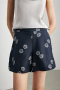 100% Silk Floral Print A-Line Shorts