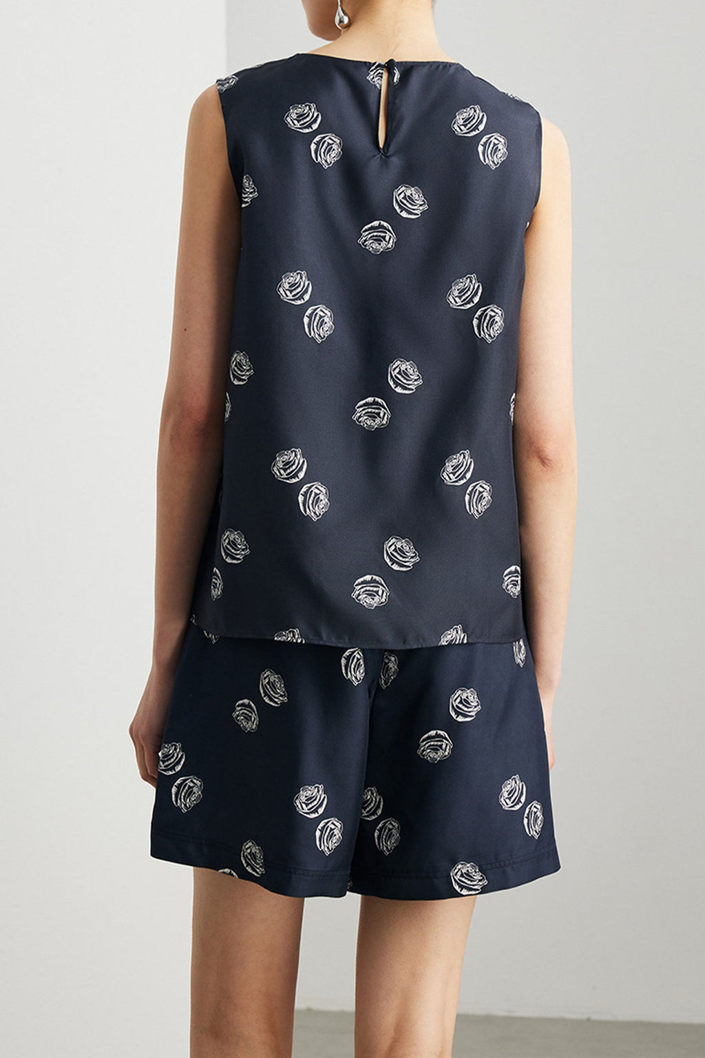 100% Silk Floral Print A-Line Shorts