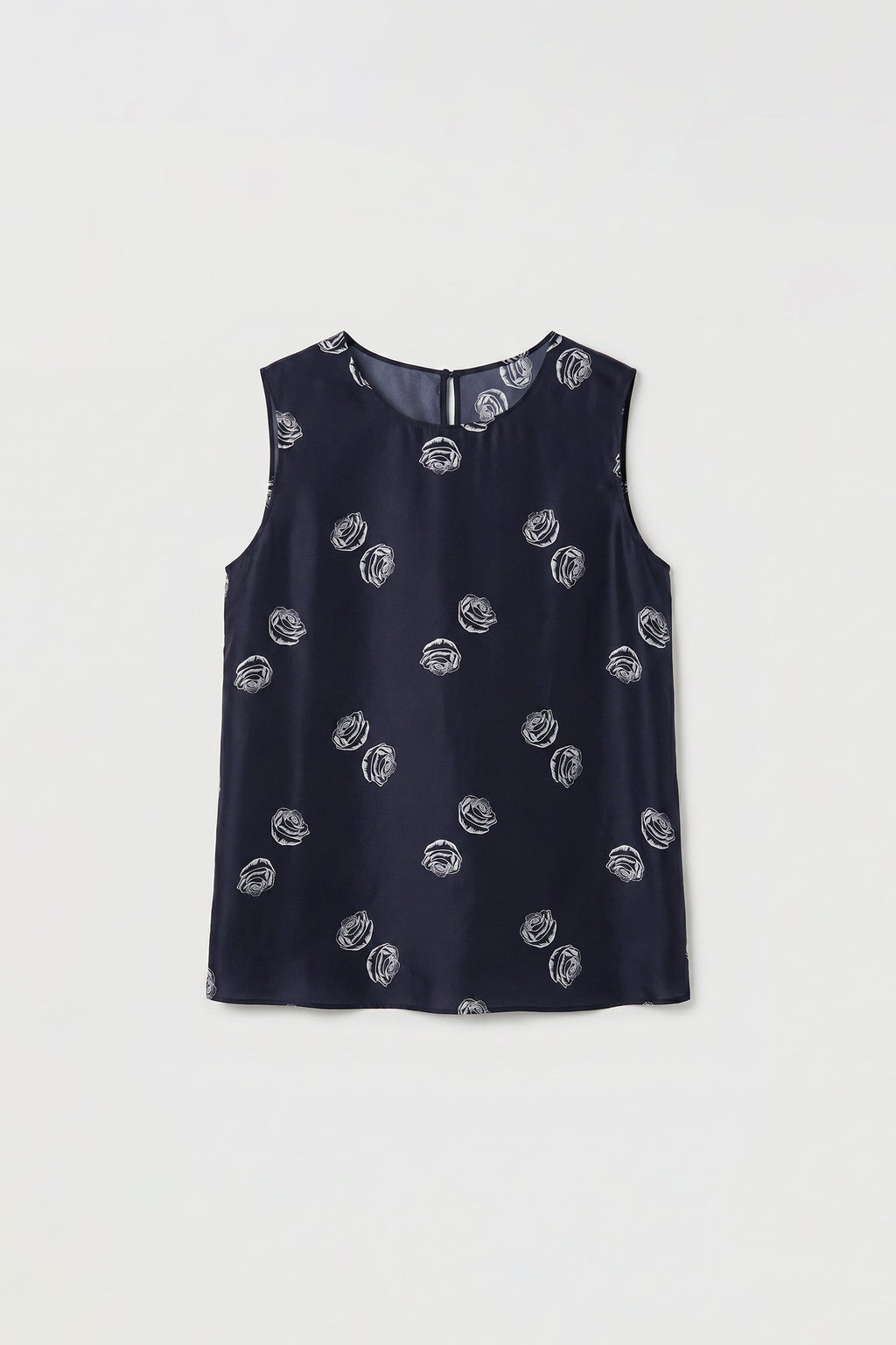 100% Silk Floral Print Sleeveless Tank Top