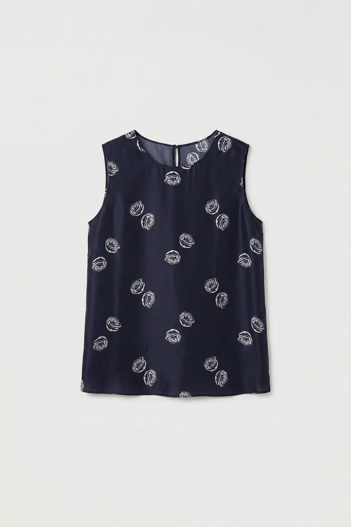 100% Silk Floral Print Sleeveless Tank Top