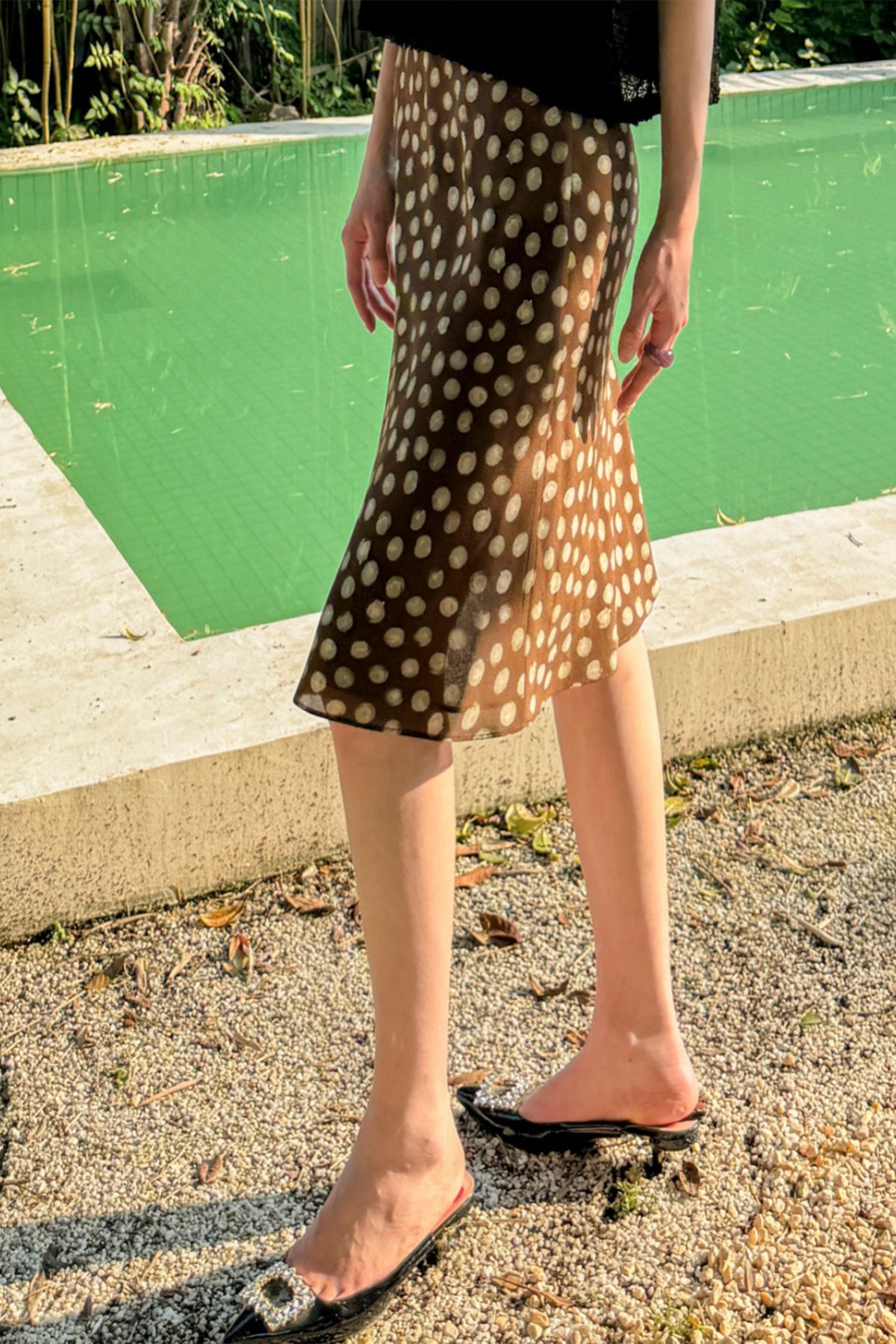 100% Silk Floral Printed A-Line Knee Length Skirt