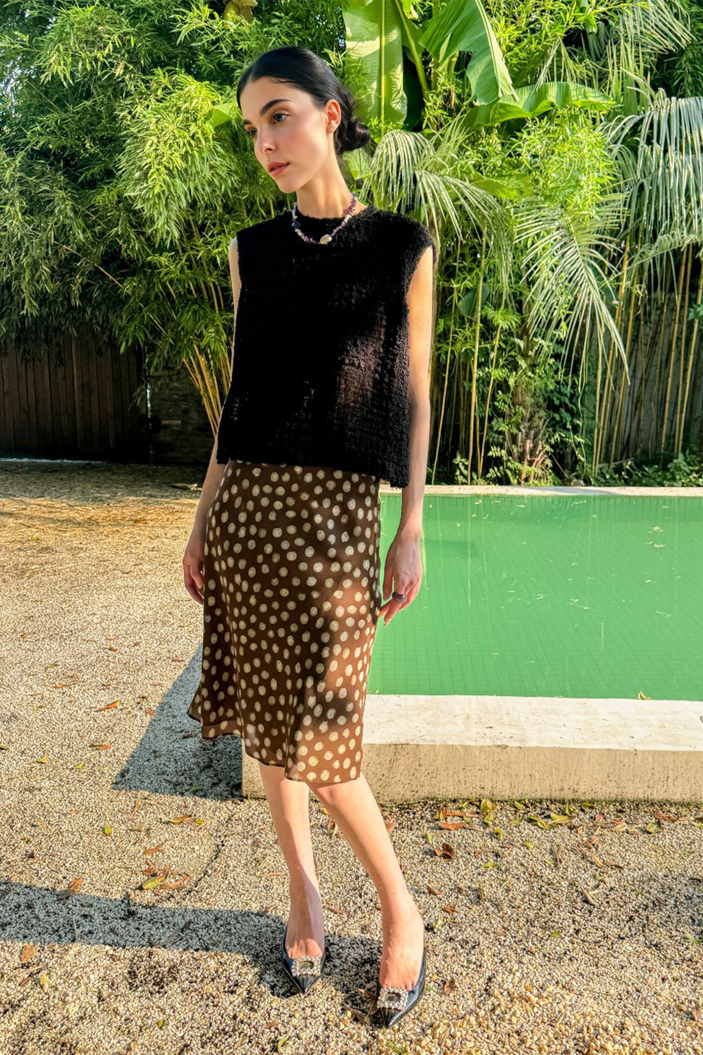 100% Silk Floral Printed A-Line Knee Length Skirt
