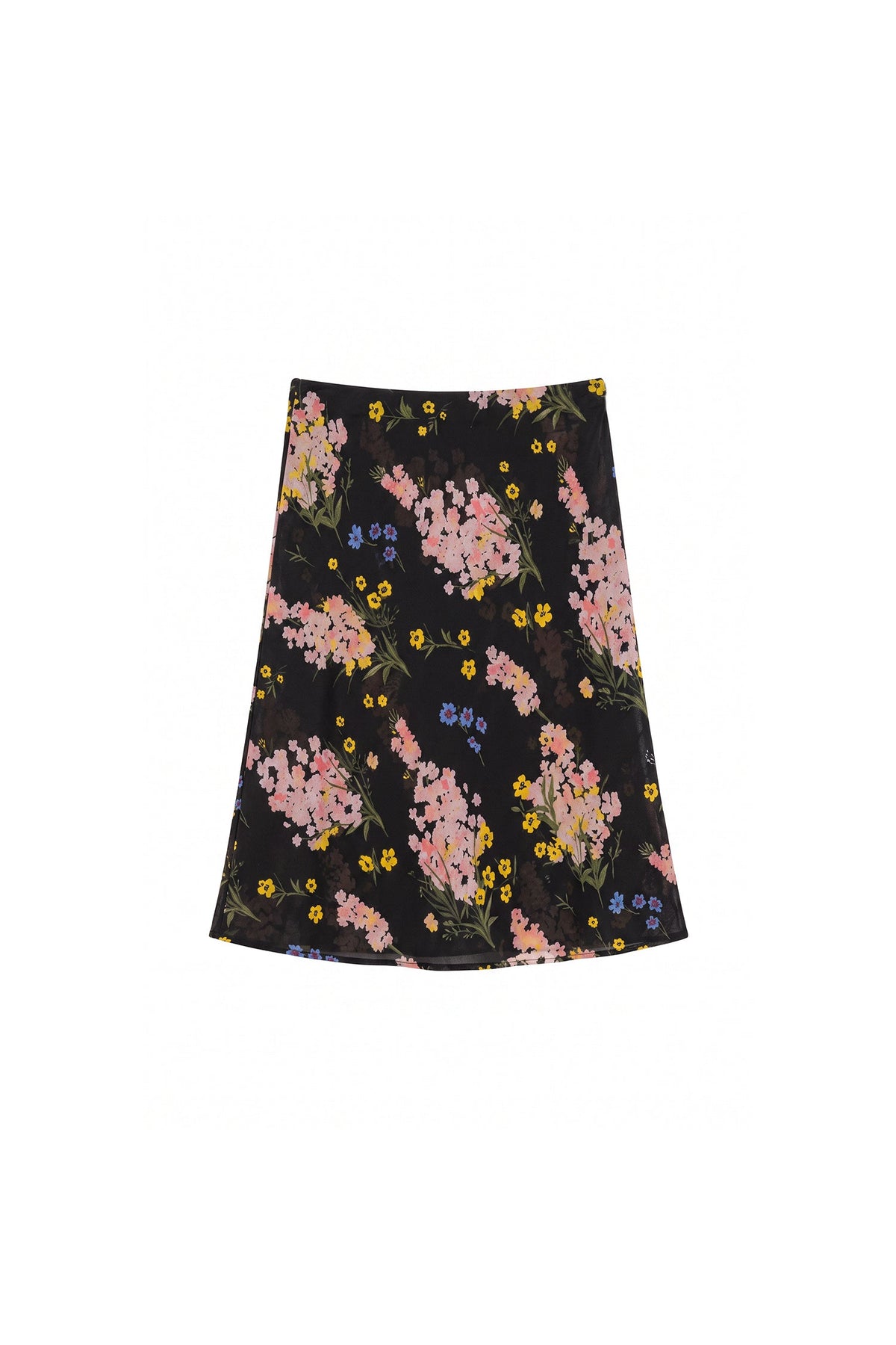 100% Silk Floral Printed A-Line Knee Length Skirt