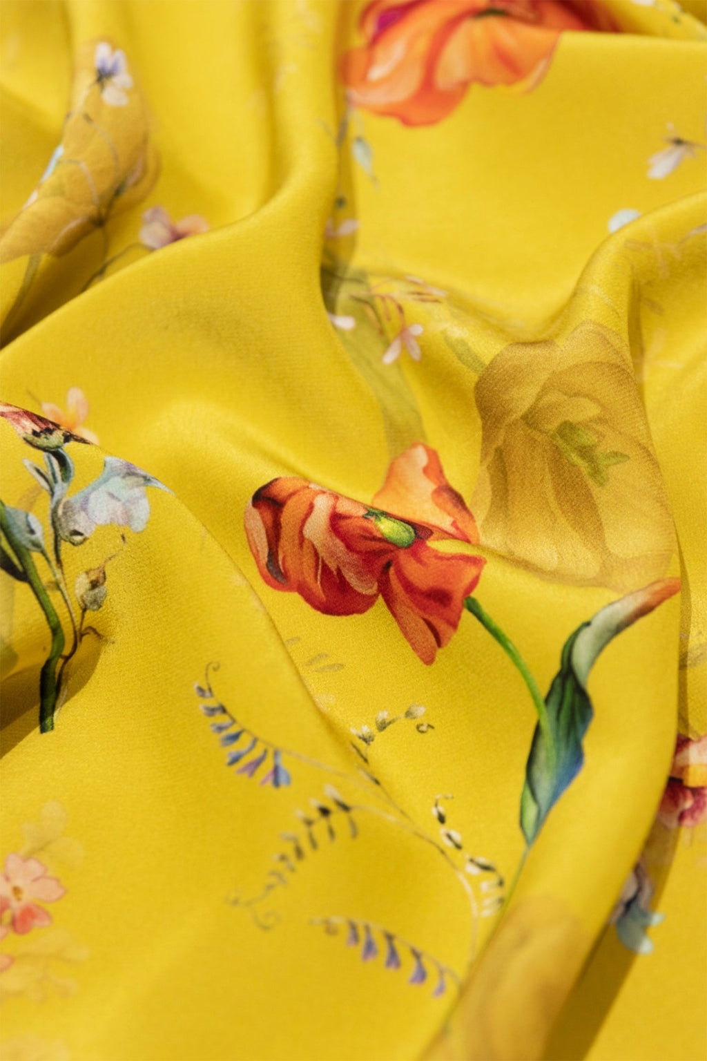 100% Silk Floral Printed A-Line Knee Length Skirt