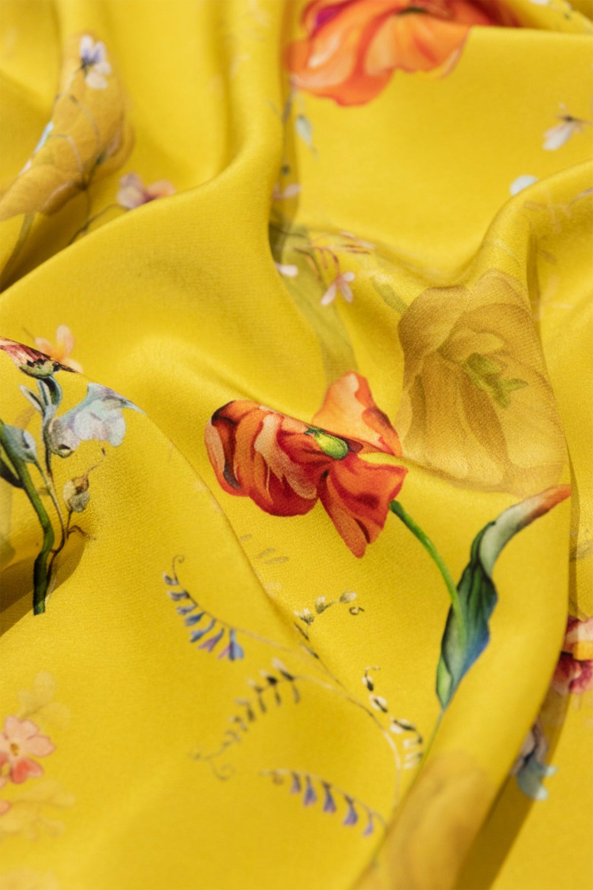 100% Silk Floral Printed A-Line Knee Length Skirt