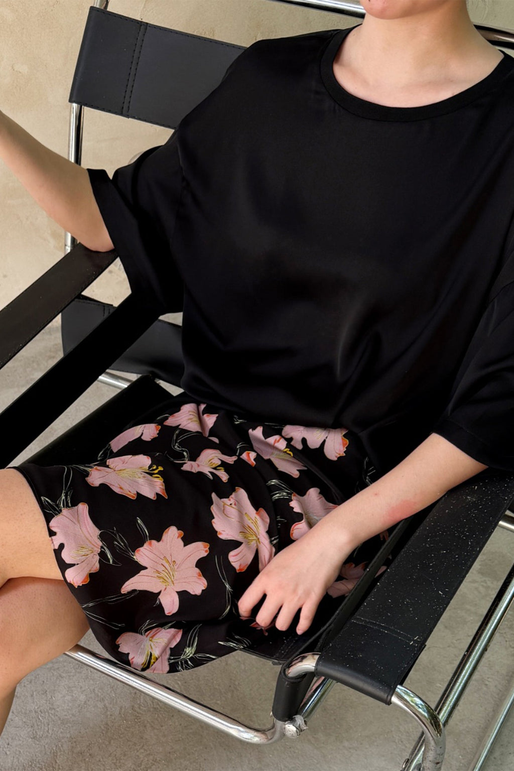 100% Silk Floral Printed A-Line Knee Length Skirt