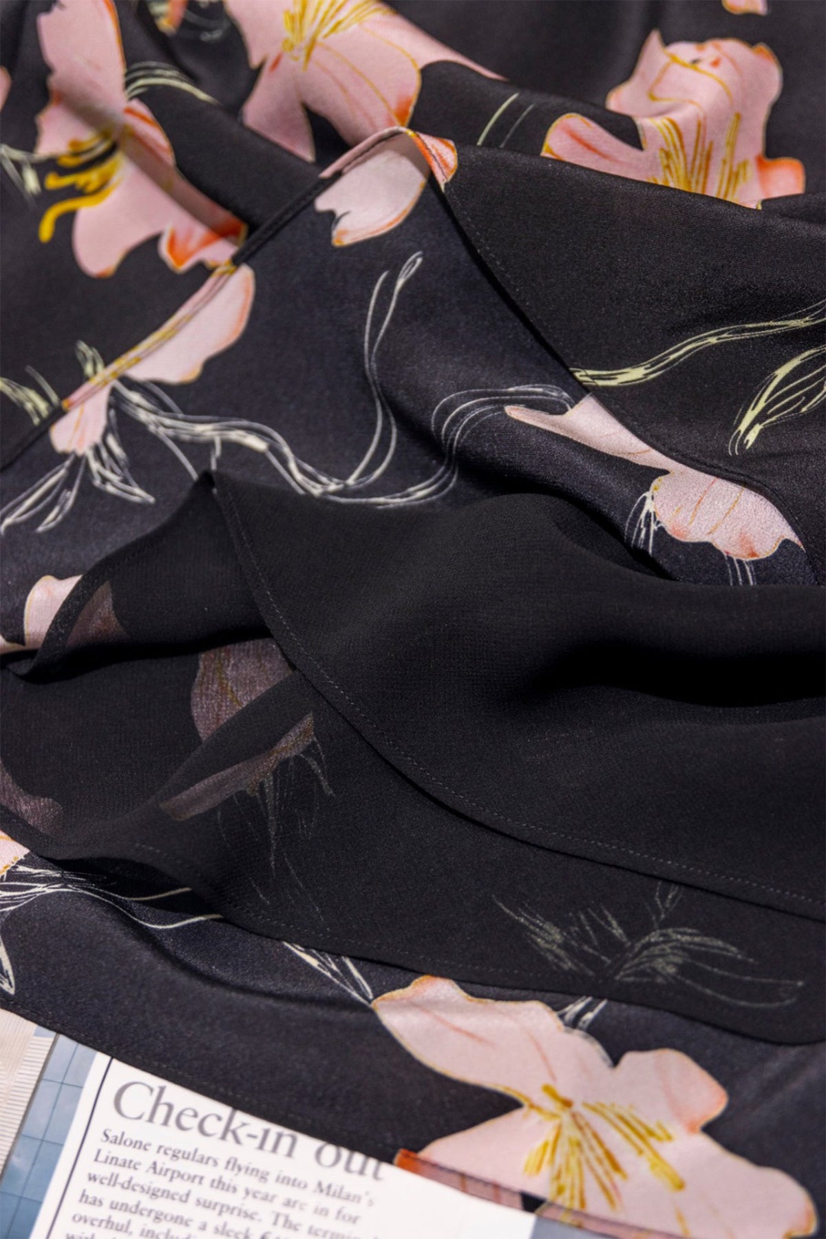100% Silk Floral Printed A-Line Knee Length Skirt