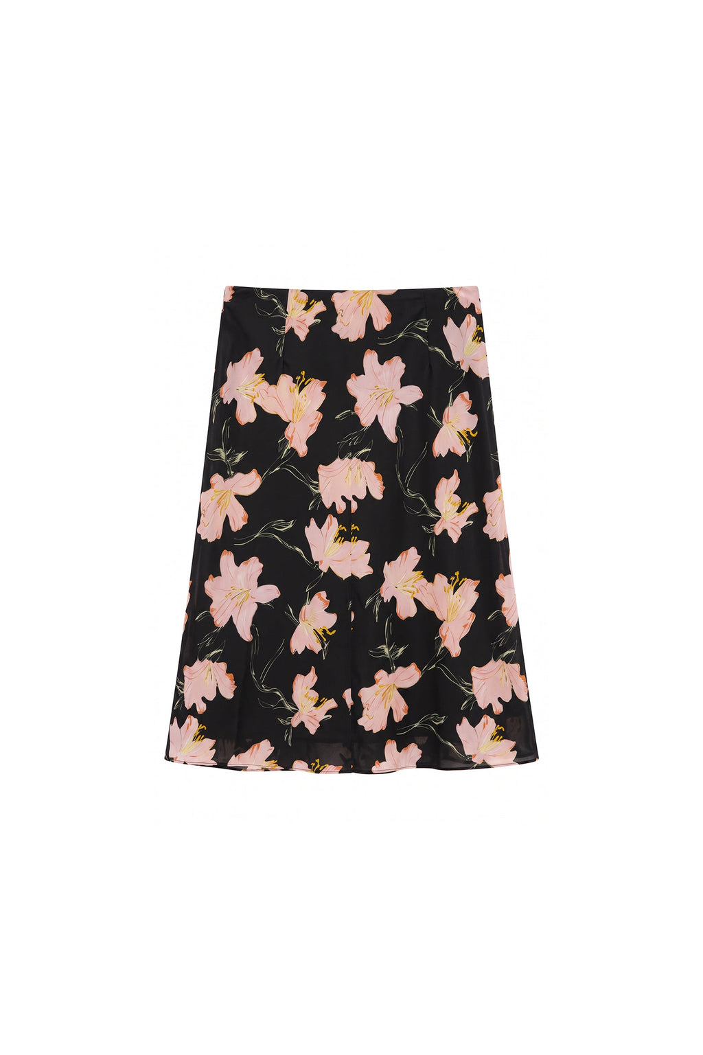 100% Silk Floral Printed A-Line Knee Length Skirt