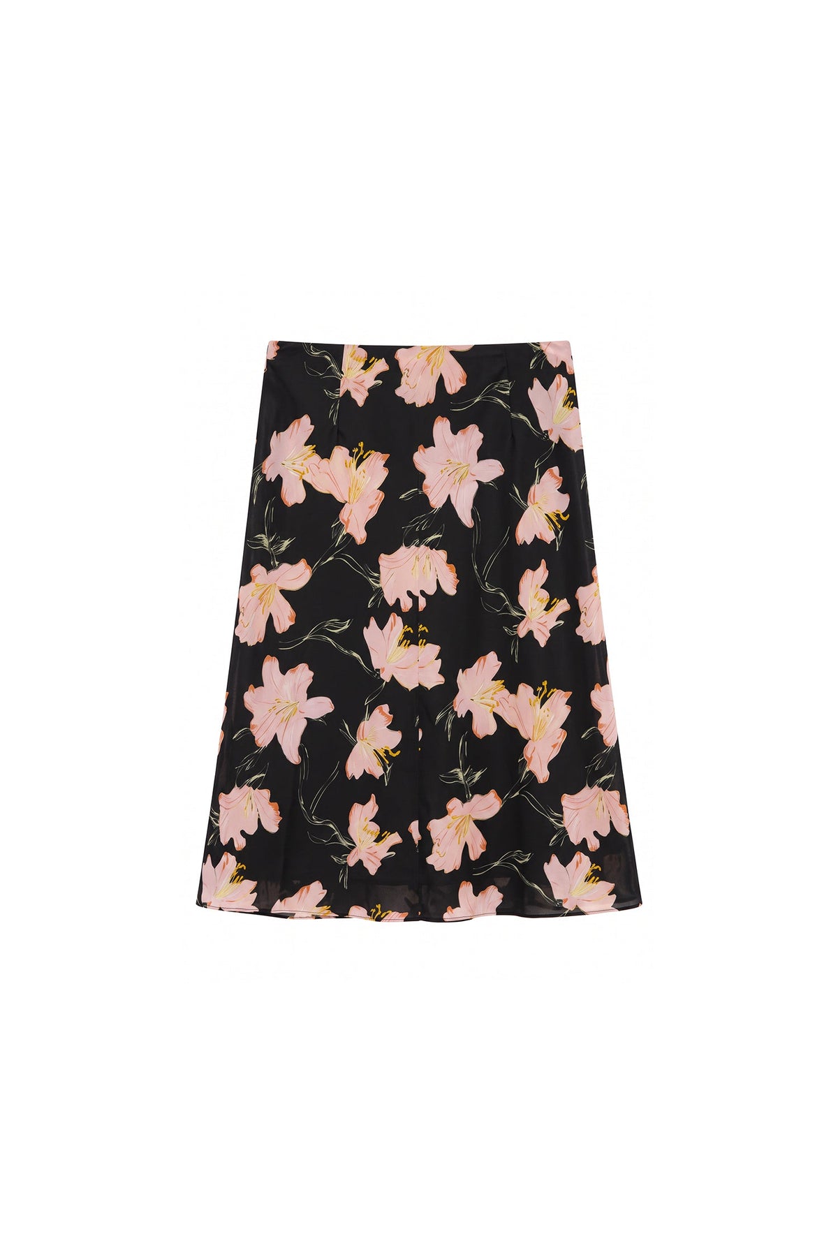 100% Silk Floral Printed A-Line Knee Length Skirt