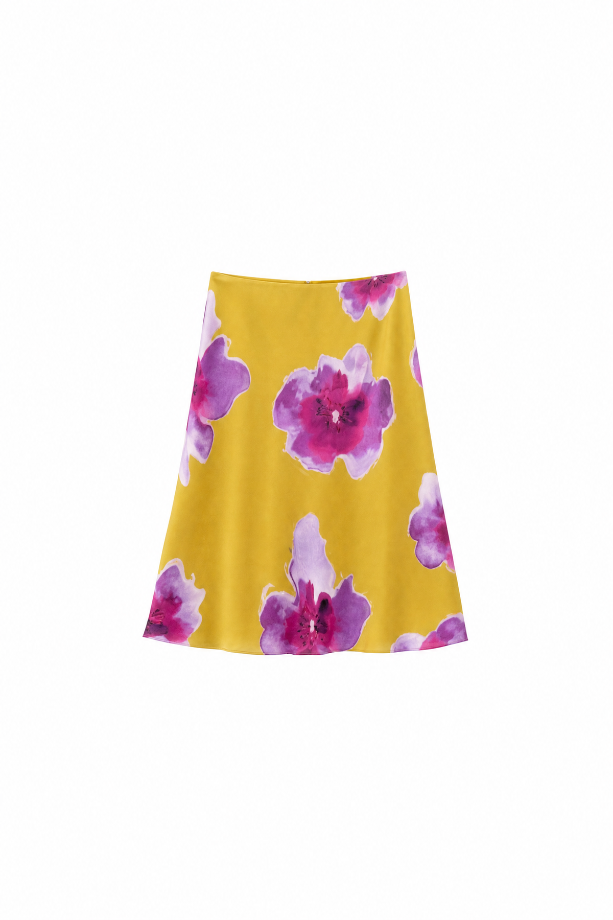 100% Silk Floral Printed A-Line Knee Length Skirt