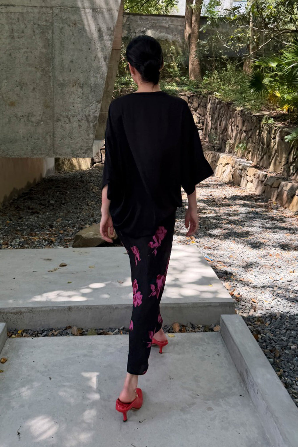 100% Silk Printed A-Line Flowy Midi Skirt