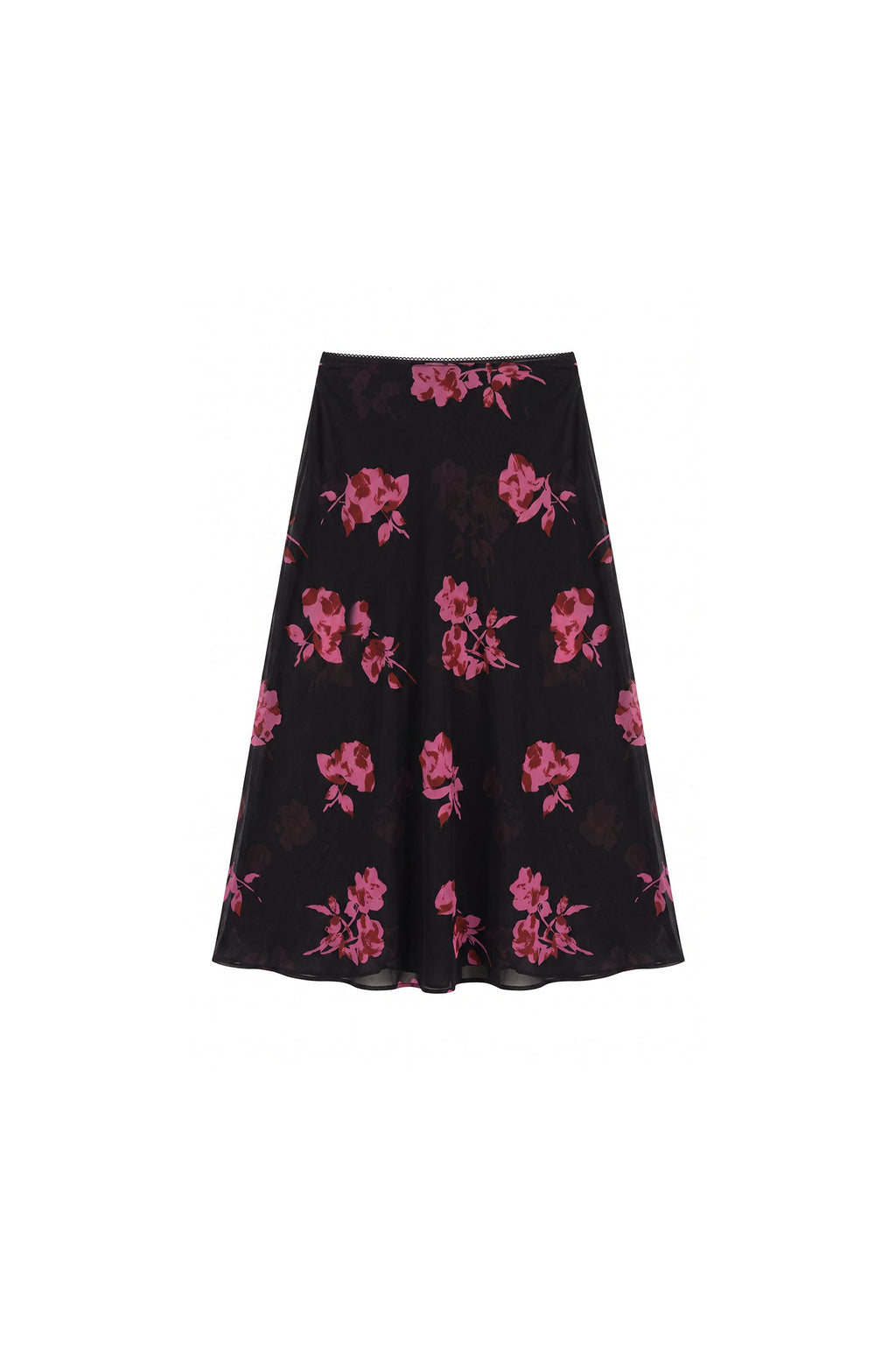100% Silk Printed A-Line Flowy Midi Skirt