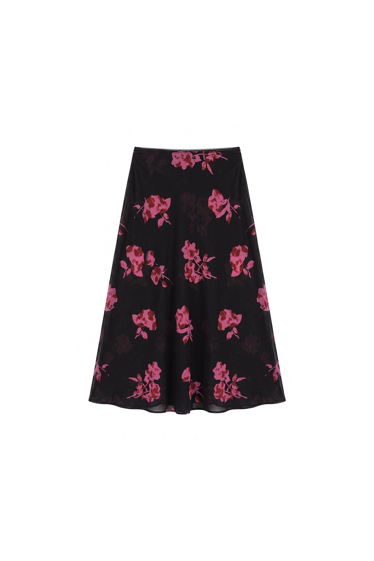 100% Silk Printed A-Line Flowy Midi Skirt
