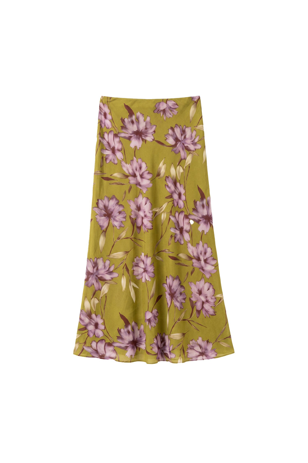 100% Silk Printed A-Line Flowy Midi Skirt