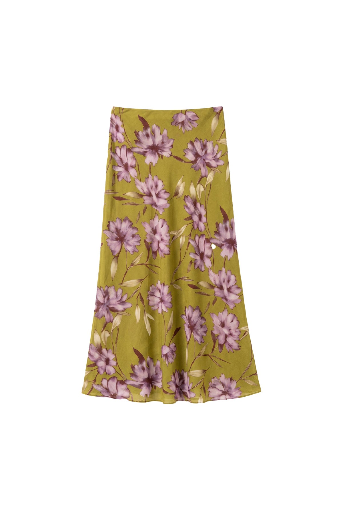 100% Silk Printed A-Line Flowy Midi Skirt