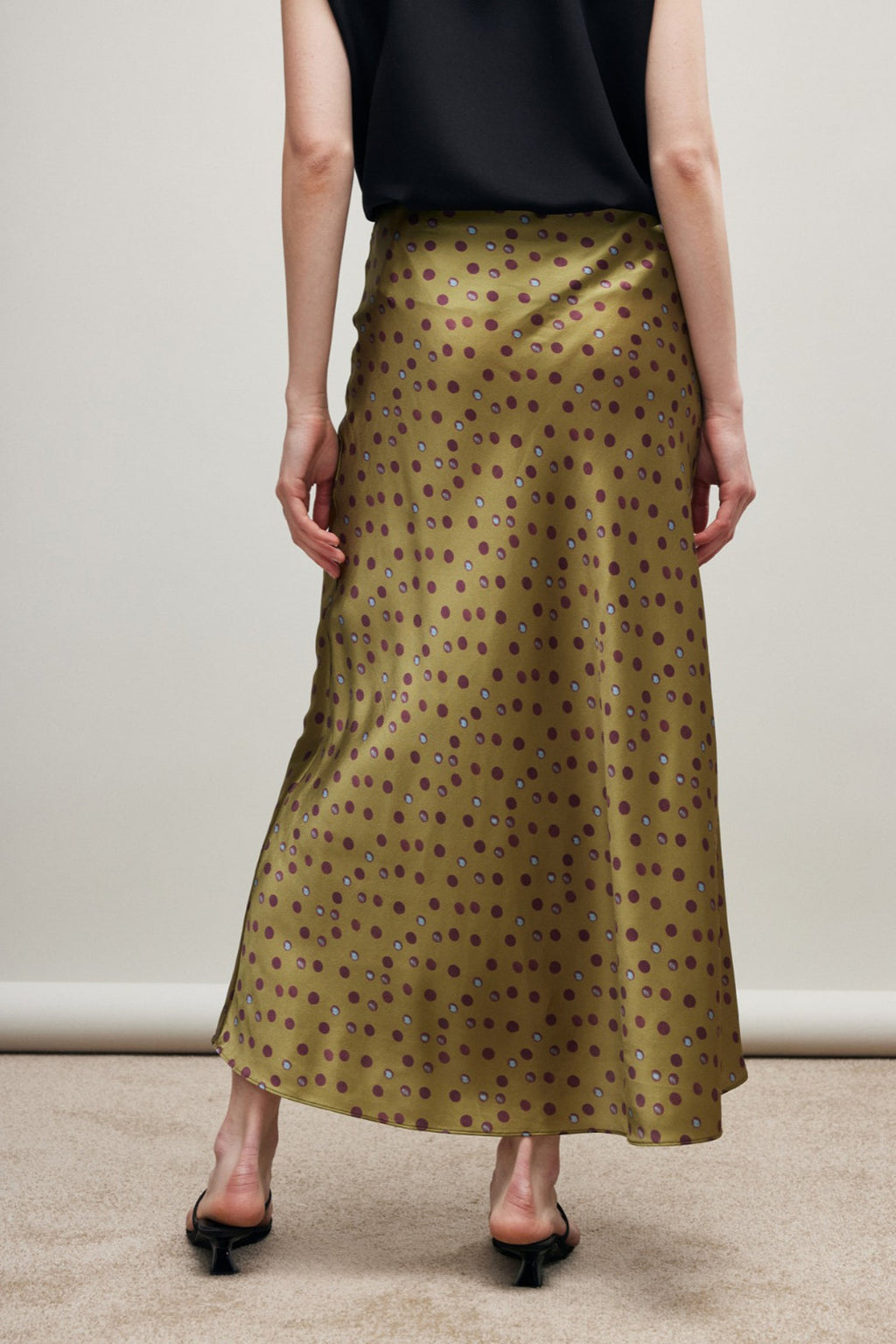 100% Silk Printed A-Line Flowy Midi Skirt
