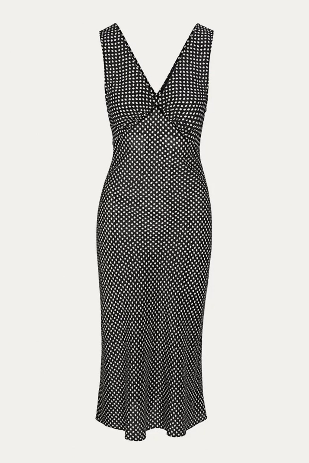 100% Silk Printed V-Neck Bias-Cut Midi Dress