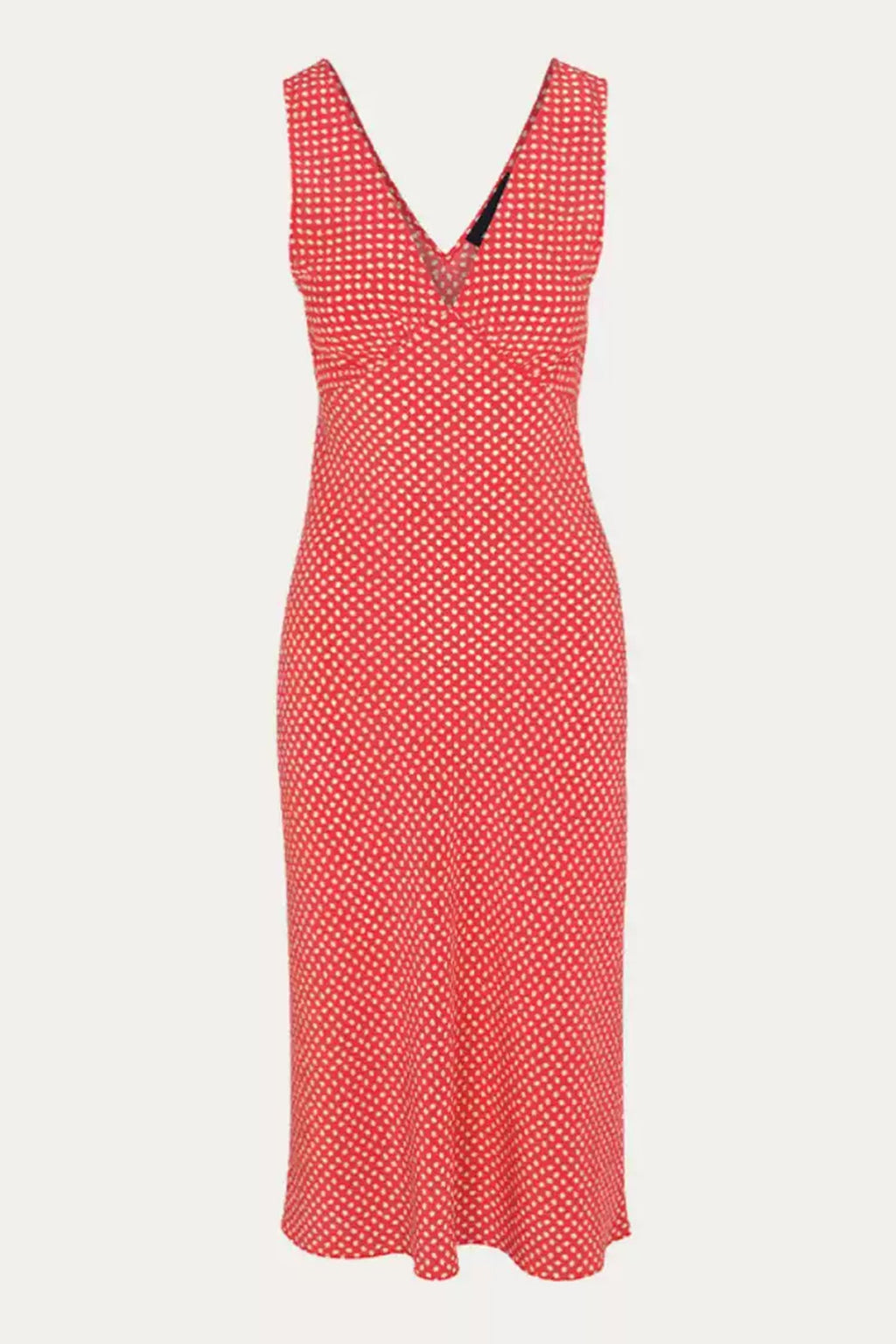 100% Silk Printed V-Neck Bias-Cut Midi Dress