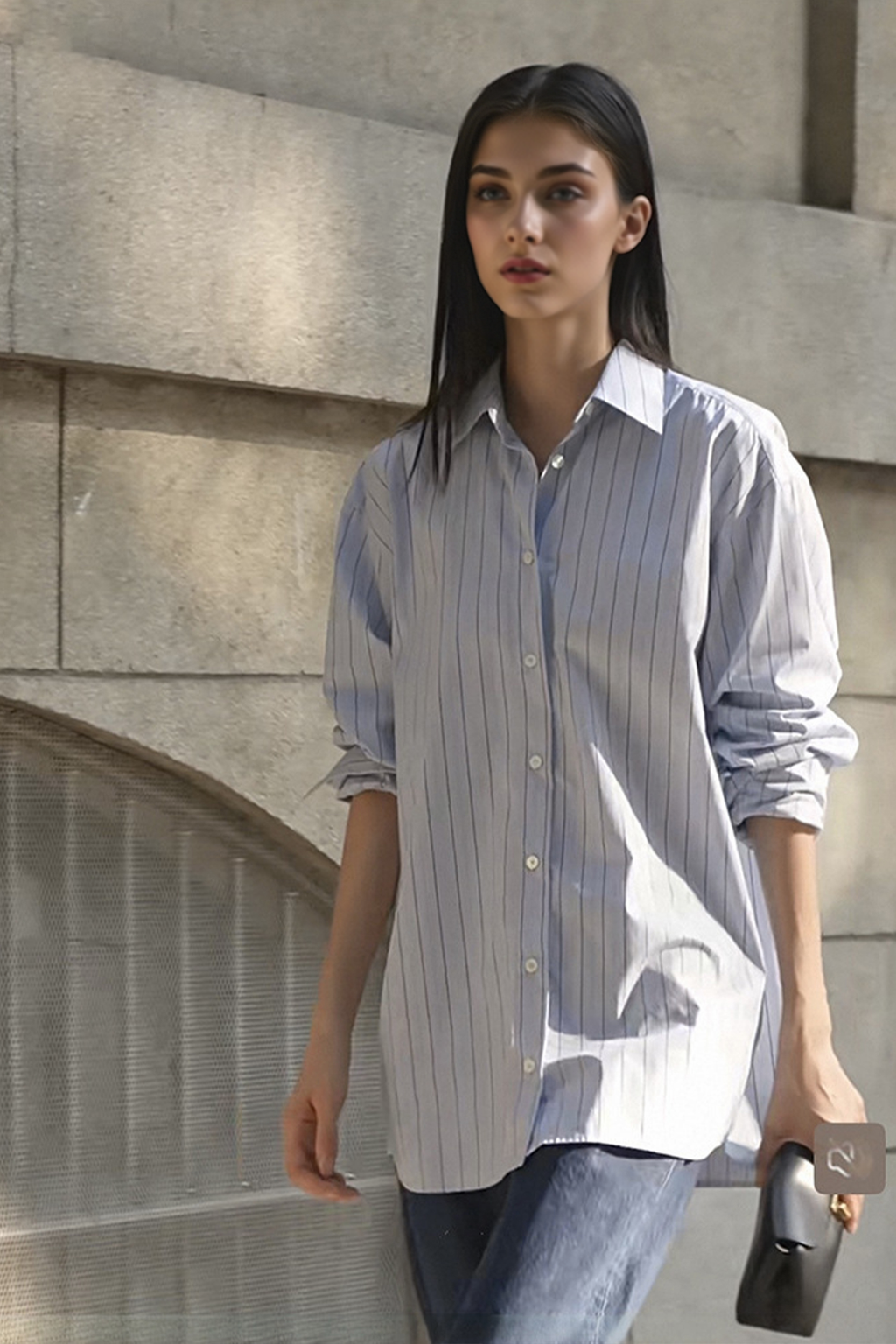 100% Silk Striped Button-Down Shirt